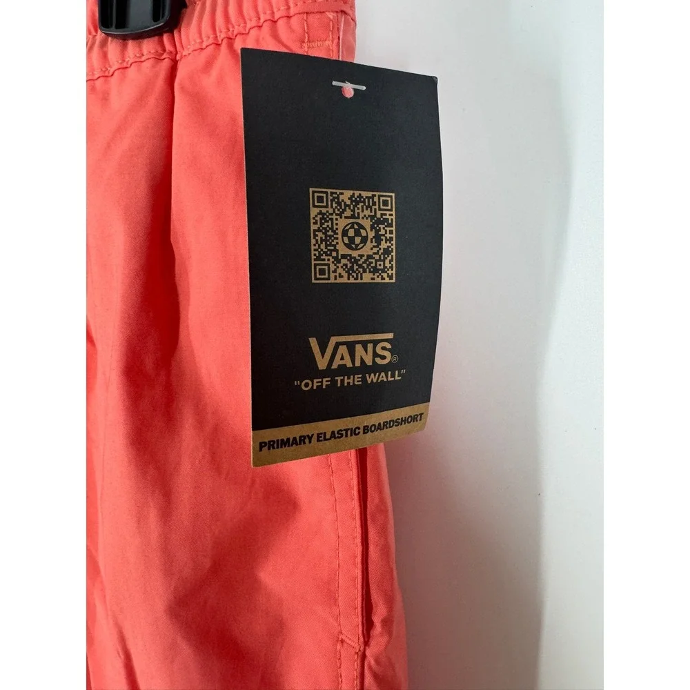 Vans Mens Primary Solid Elastic Boardshorts Coral Orange Relaxed Fit Size XL NWT